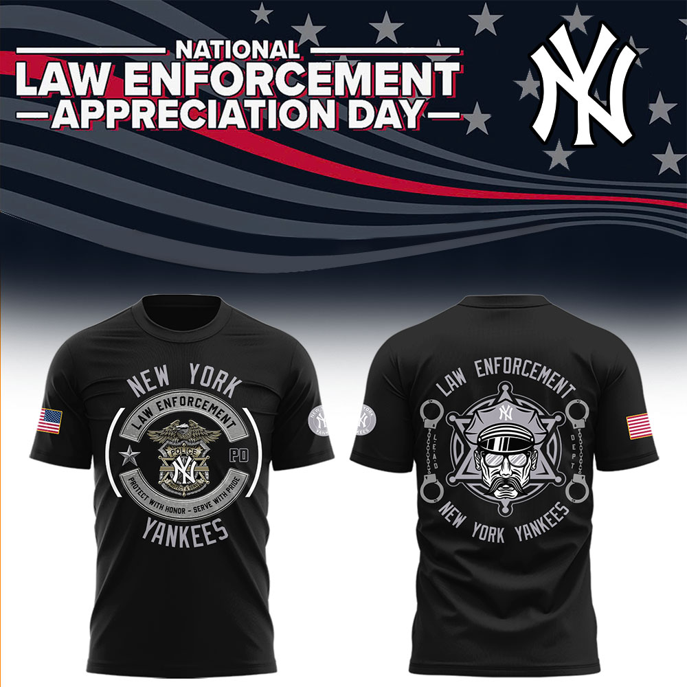 Yankees x Law Enforcement Appreciation Day 2025 T-Shirt Oregontrailrvpk Shirt
