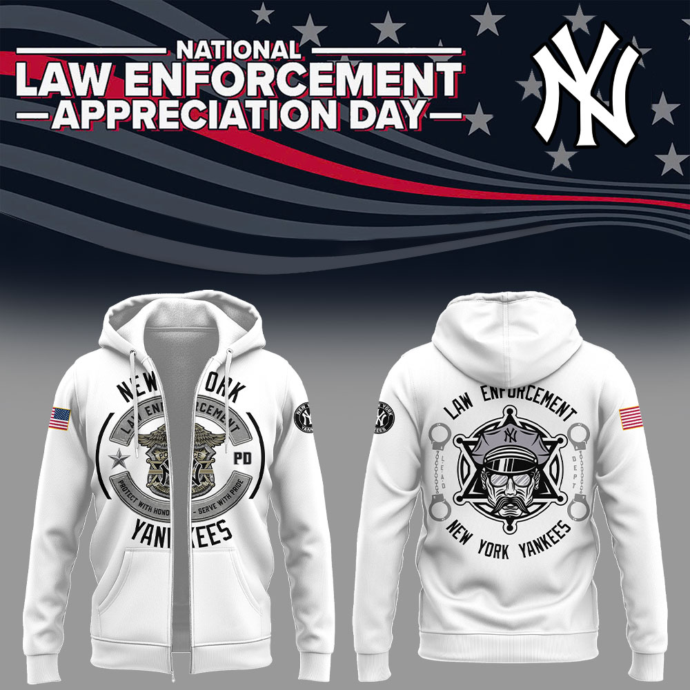Yankees x Law Enforcement Appreciation Day 2025 Zip Hoodie Gift Ideas For Baseball Players