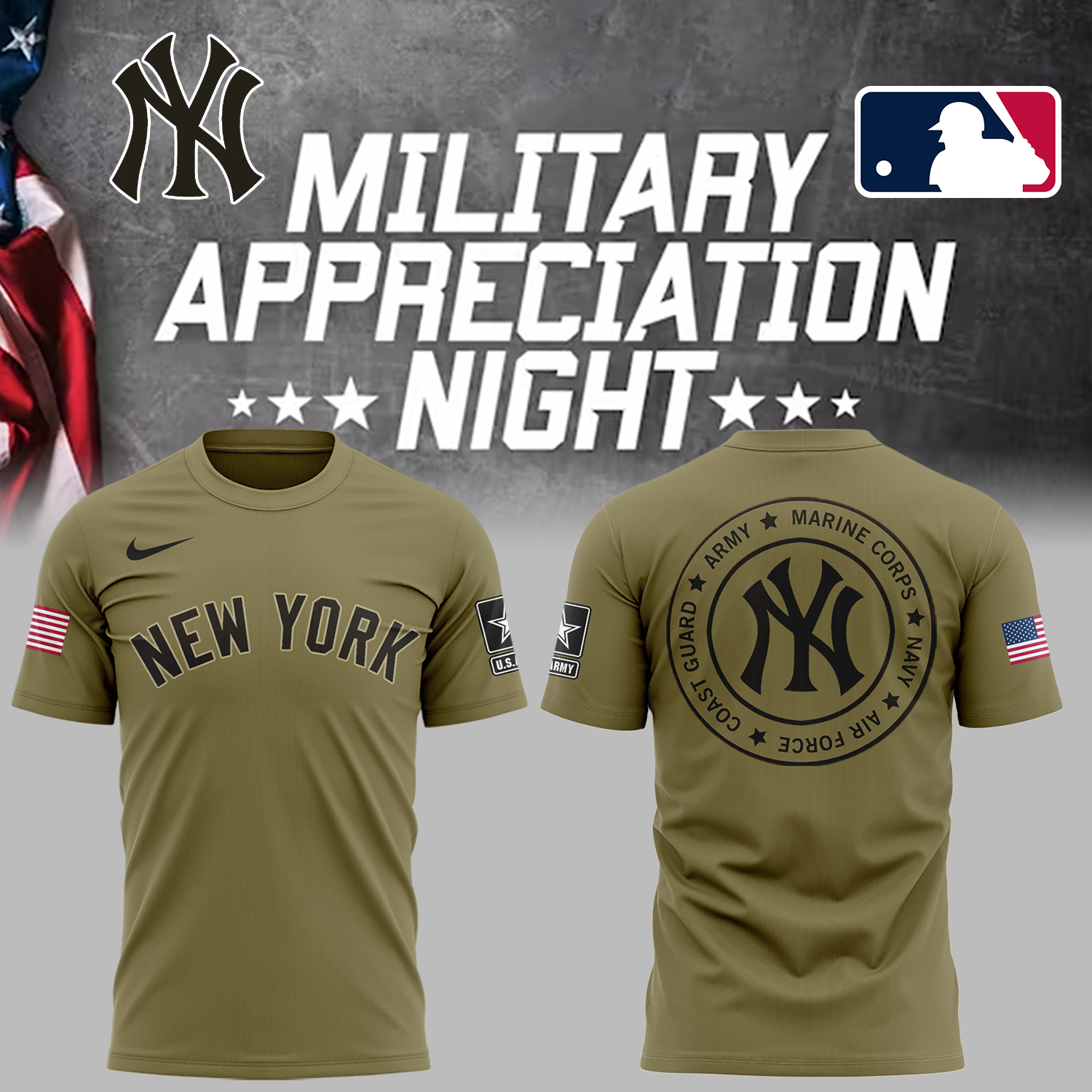 Yankees x Military Appreciation Night 2025 T-Shirt Baseball Coach Gift Ideas Oregontrailrvpk Shirt