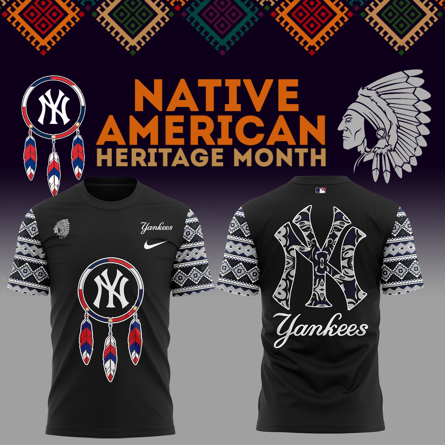 Yankees x Native American Heritage 2025 T-Shirt Baseball Mom Gifts Oregontrailrvpk Shirt