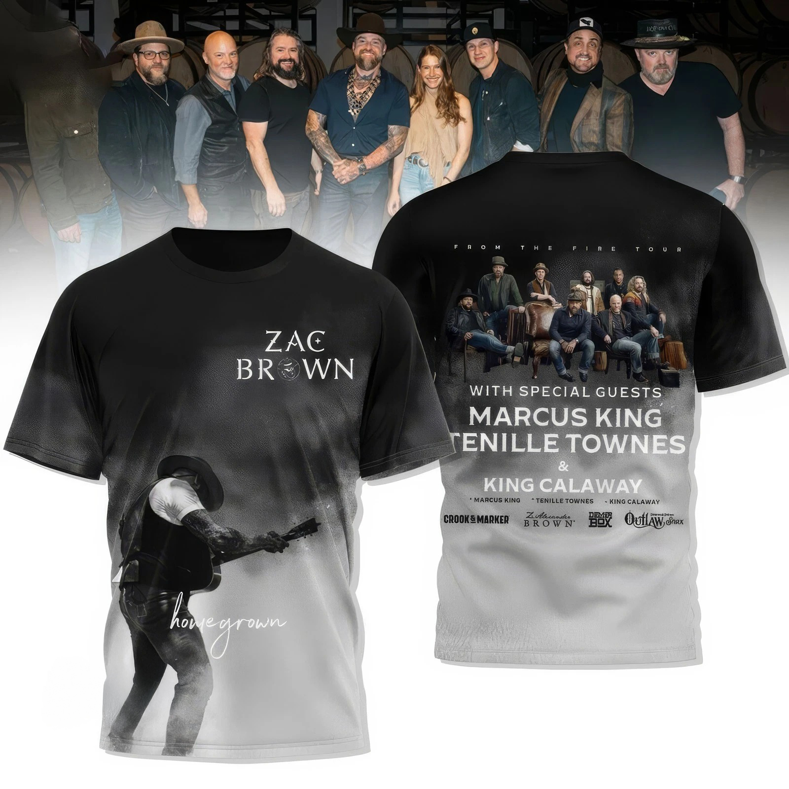 Zac Brown Band Marcus King Tenille Townes Marcus King 3D T-Shirt Music Lovers Gifts Oregontrailrvpk Shirt