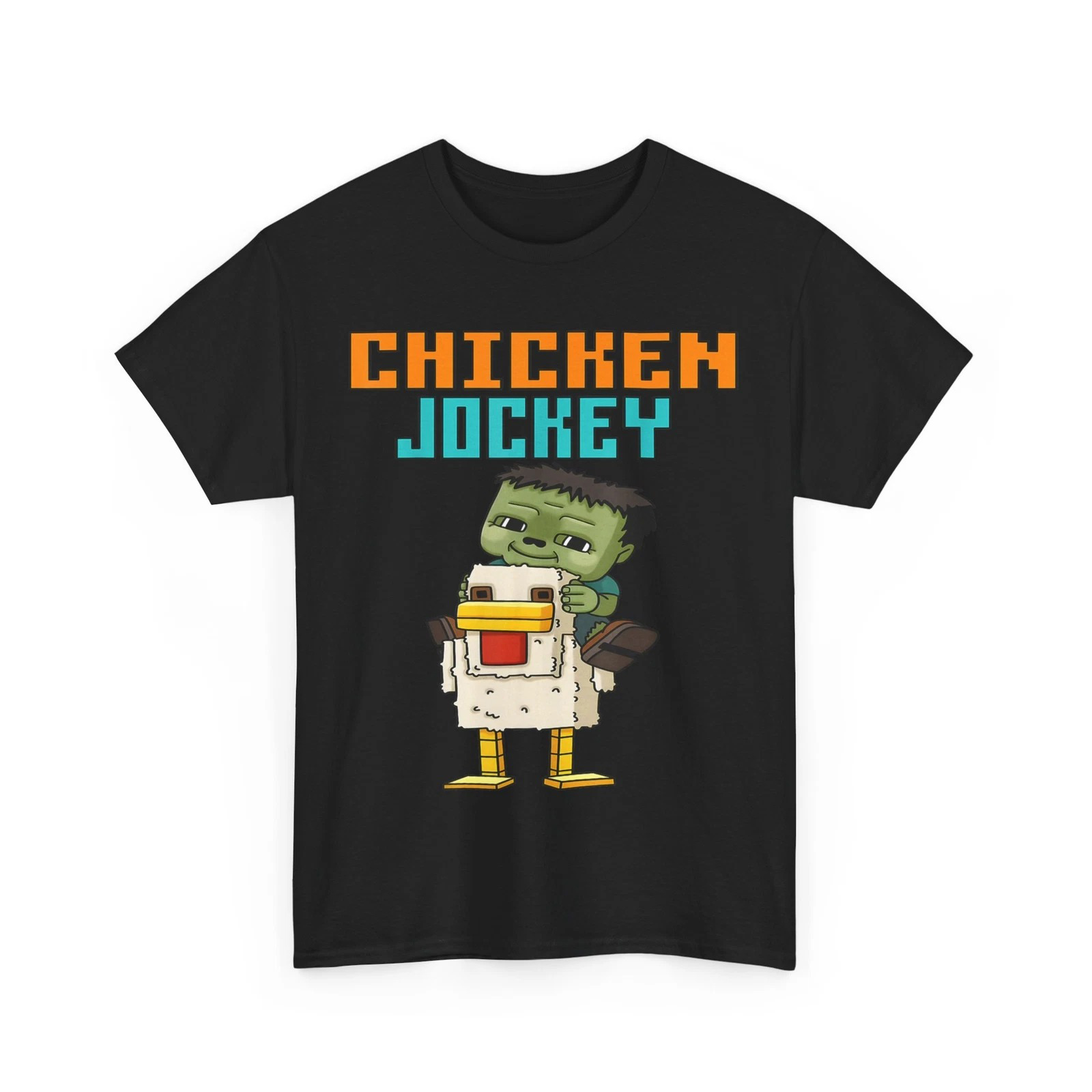 Zombie Chicken T-Shirt Zombie Jockey Pixel Funny Gamer Graphic T-Shirt Men Women Oregontrailrvpk Shirt