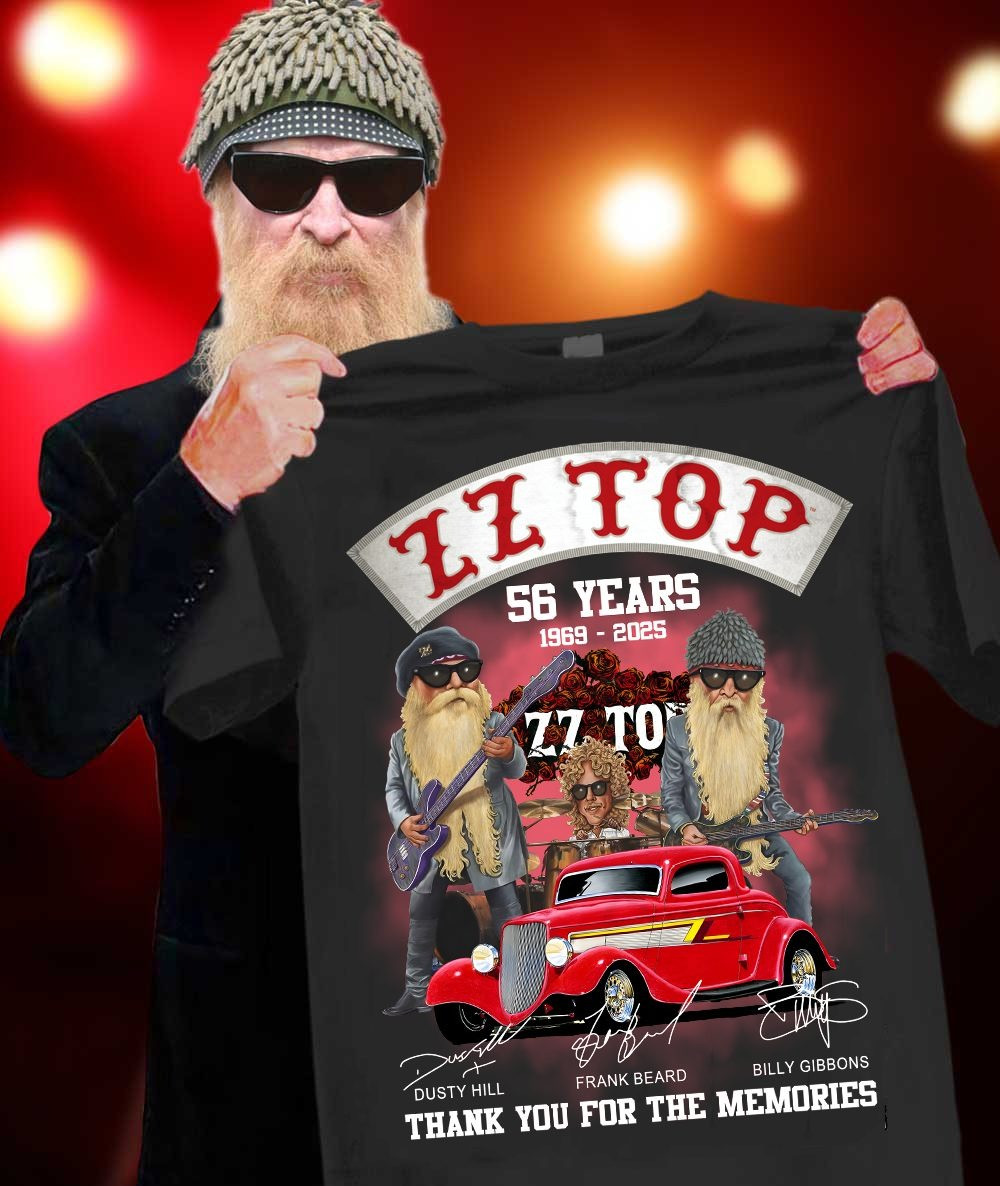 ZZ Top 56 Years 1969 2025 T-Shirt Thank You For The Memories Gifts For Rock Fans Oregontrailrvpk Shirt