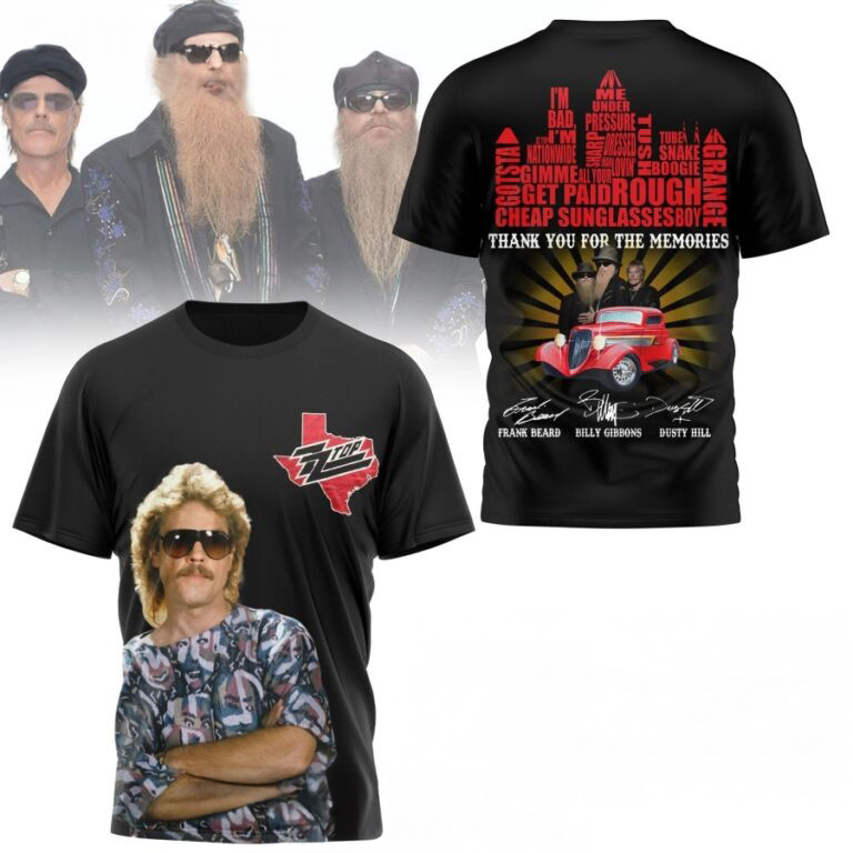 ZZ Top Frank Beard Thank You For The Memories 3D Shirt Gifts For Rock Band Fans Oregontrailrvpk Shirt